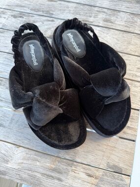 Jeffrey Campbell Sying Black Velvet Knotted Slingback Slides